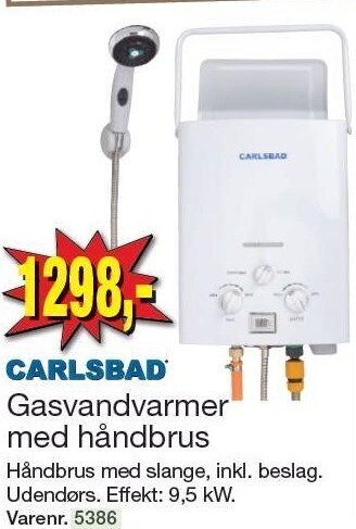 Harald Nyborg Carlsbad gasvandsvarmer med håndbrus tilbud