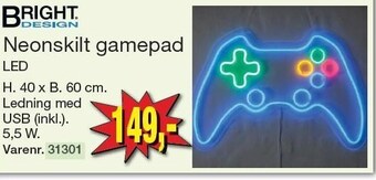 Harald Nyborg Bright design neonskilt gamepad tilbud