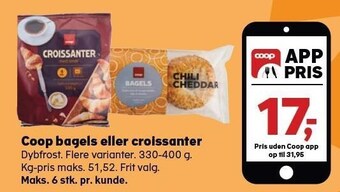 Kvickly Coop bagels eller croissanter tilbud