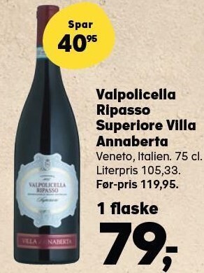 Kvickly Valpolicella ripasso superlore villa annaberta tilbud