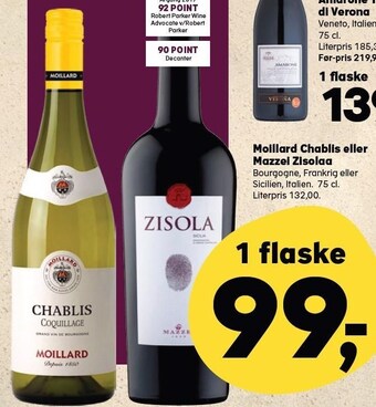 Kvickly Moillard chablis eller mazzei zisolaa tilbud