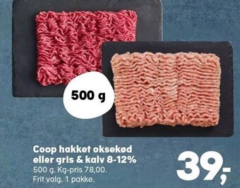 Kvickly Coop hakket oksekød eller gris & kalv 8-12% tilbud