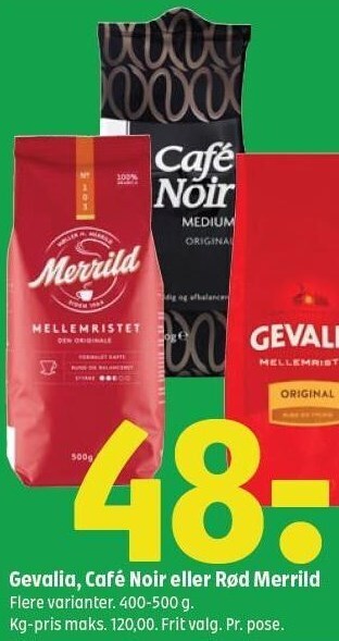 Coop 365 Gevalia, café noir el. rød merrild tilbud