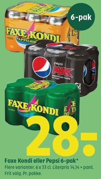 Coop 365 Faxe kondi el. pepsi 6-pak tilbud