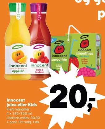Kvickly Innocent juice eller kids tilbud