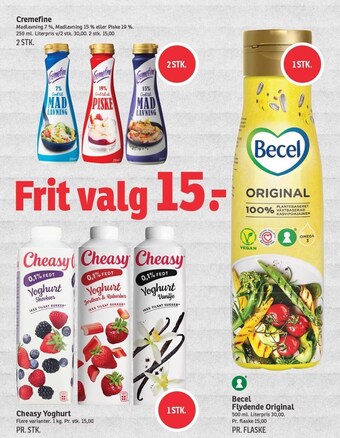 SPAR Cremefine, becel flydende original el. cheasy yoghurt tilbud