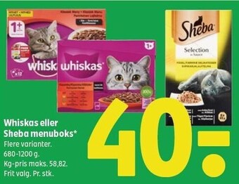 Coop 365 Whiskas el. sheba menuboks tilbud