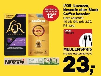 SuperBrugsen L'or, lavazza, nescafe eller black coffee kapsler tilbud