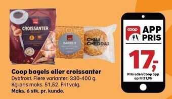 SuperBrugsen Coop bagels eller croissanter tilbud