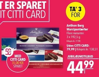 Citti Anthon berg marcipantærter tilbud