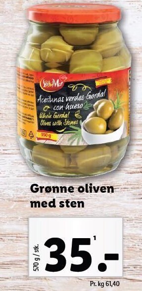 Grønne oliven med sten