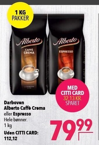 Citti Darboven alberto caffé crema eller espresso tilbud