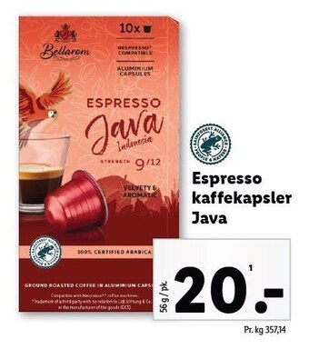 Lidl Espresso kaffekapsler java tilbud