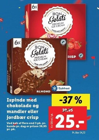 Lidl Ispinde med chokolade og mandler eller jordbær crisp tilbud