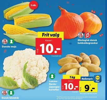 Lidl Danske majs, dansk blomkål eller økologisk dansk hokkaidogræskar tilbud