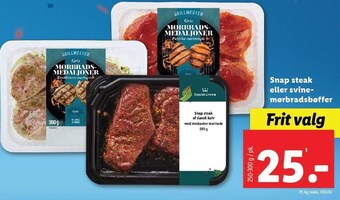 Lidl Snap steak eller svinemørbradbøffer tilbud