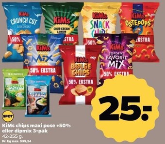 Netto Kims chips maxi pose +50% eller dipmix 3-pak tilbud