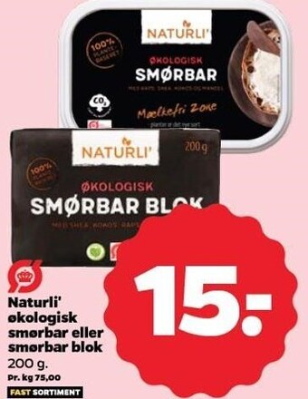 Netto Naturli' økologisk smørbar eller smørbar blok tilbud