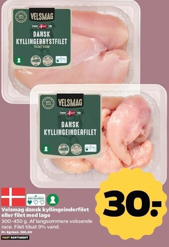 Netto Velsmag dansk kyllingeinderfilet eller filet med lage tilbud