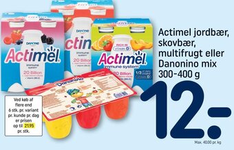 REMA 1000 Actimel jordbær, skovbær, Actimel multifrugt eller Danonino mix 300-400 g tilbud