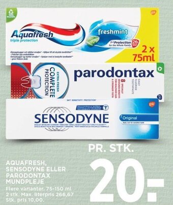 MENY AQUAFRESH, SENSODYNE ELLER PARODONTAX MUNDPLEJE tilbud