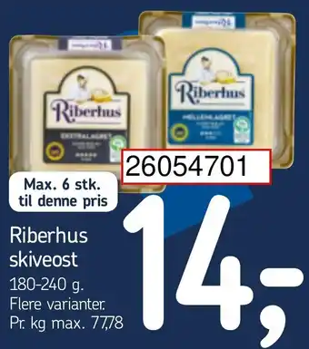 Føtex Riberhus Skiveost 180-240g tilbud