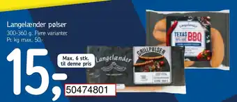 Føtex Langelænder Pølser 300-360g tilbud