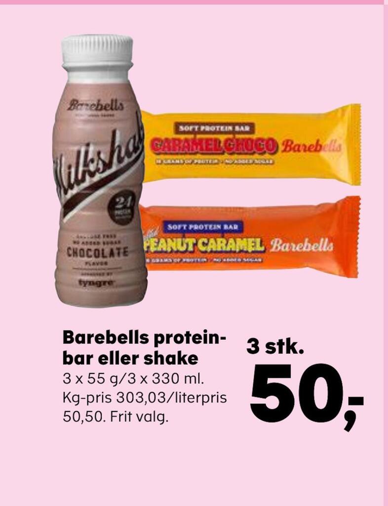 Barebells protein bar eller shake tilbud hos SuperBrugsen