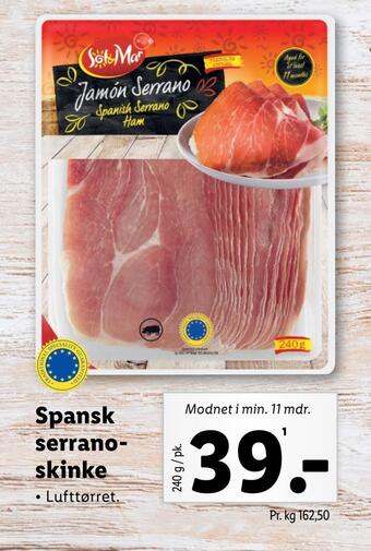 Lidl Spansk serranoskinke tilbud
