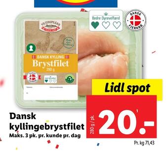 Lidl Dansk kyllingebrystfilet tilbud