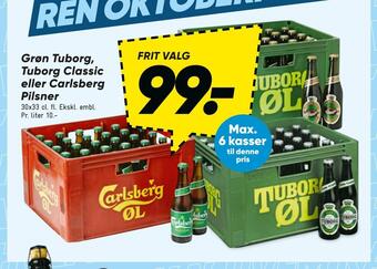Bilka Grøn tuborg, tuborg classic eller carlsberg pilsner tilbud
