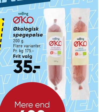 Bilka Økologisk spegepølse tilbud