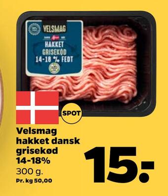 Netto Velsmag hakket dansk grisekød 14-18% tilbud