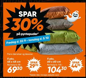 Bilka Spar 30% på pyntepuder tilbud