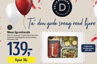 Delikatessens menu 2go entrecote