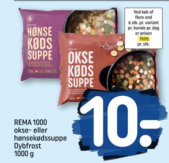 REMA 1000 Rema 1000 okse- eller hønsekødssuppe dybfrost tilbud