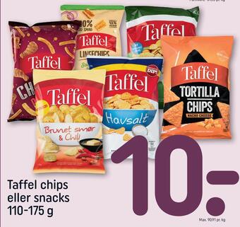 Rema 1000 Taffel chips eller snacks tilbud