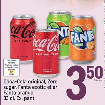 REMA 1000 Coca-cola original, zero sugar, fanta exotic eller fanta orange tilbud