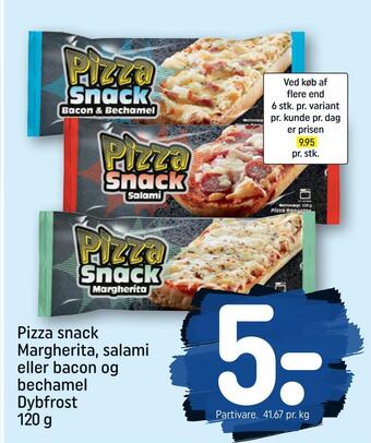 REMA 1000 Pizza snack margherita, salami eller bacon og bechamel tilbud