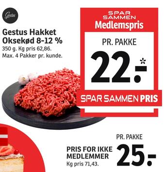 SPAR Gestus hakket oksekød 8-12 % tilbud