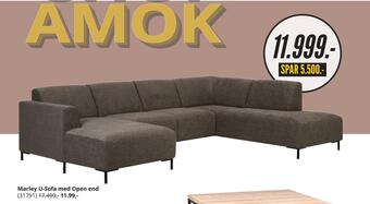 Marley u-sofa med open end