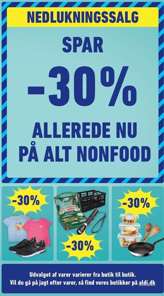 ALDI Spar 30% allerede nu på alt nonfood tilbud