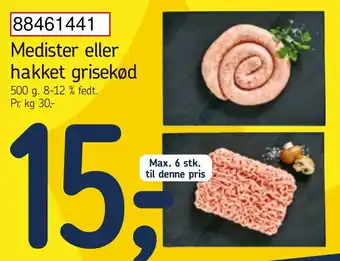 Føtex Medister eller Hakket Grisekød 500g tilbud
