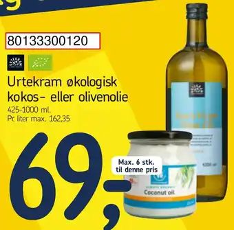 Føtex Urtekram Økologisk Kokos- eller Olivenolie 425-1000 ml tilbud