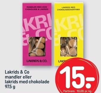 REMA 1000 Lakrids & co mandler el. lakrids med chokolade tilbud