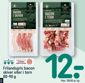 REMA 1000 Frilandsgris bacon skiver el. i tern 80-90 g tilbud