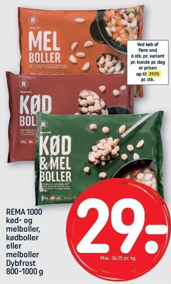 REMA 1000 Rema 1000 kød- og melboller, kødboller eller melboller tilbud