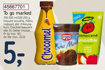 Føtex To go marked Innocent Smoothie, eller Dr. Oetker Mousse, Chocomel 150-300ml/100-250 g tilbud
