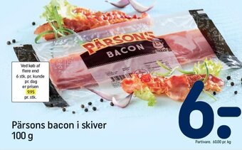 REMA 1000 Pärsons bacon i skiver 100 g tilbud