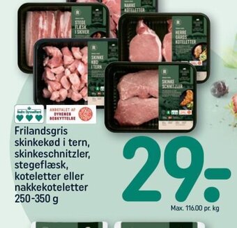 REMA 1000 Frilandsgris skinkekød i tern, skinkeschnitzler, stegeflæsk, koteletter eller nakkekoteletter 250-350 g tilbud